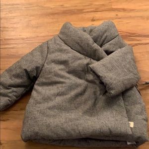 Zara black checked puffy jacket 6/9 mos